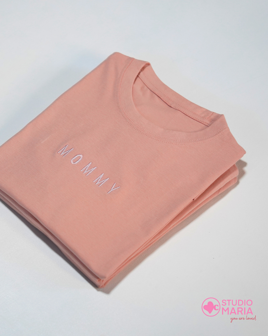 Mommy Heart Embroidered Mom Statement Shirt