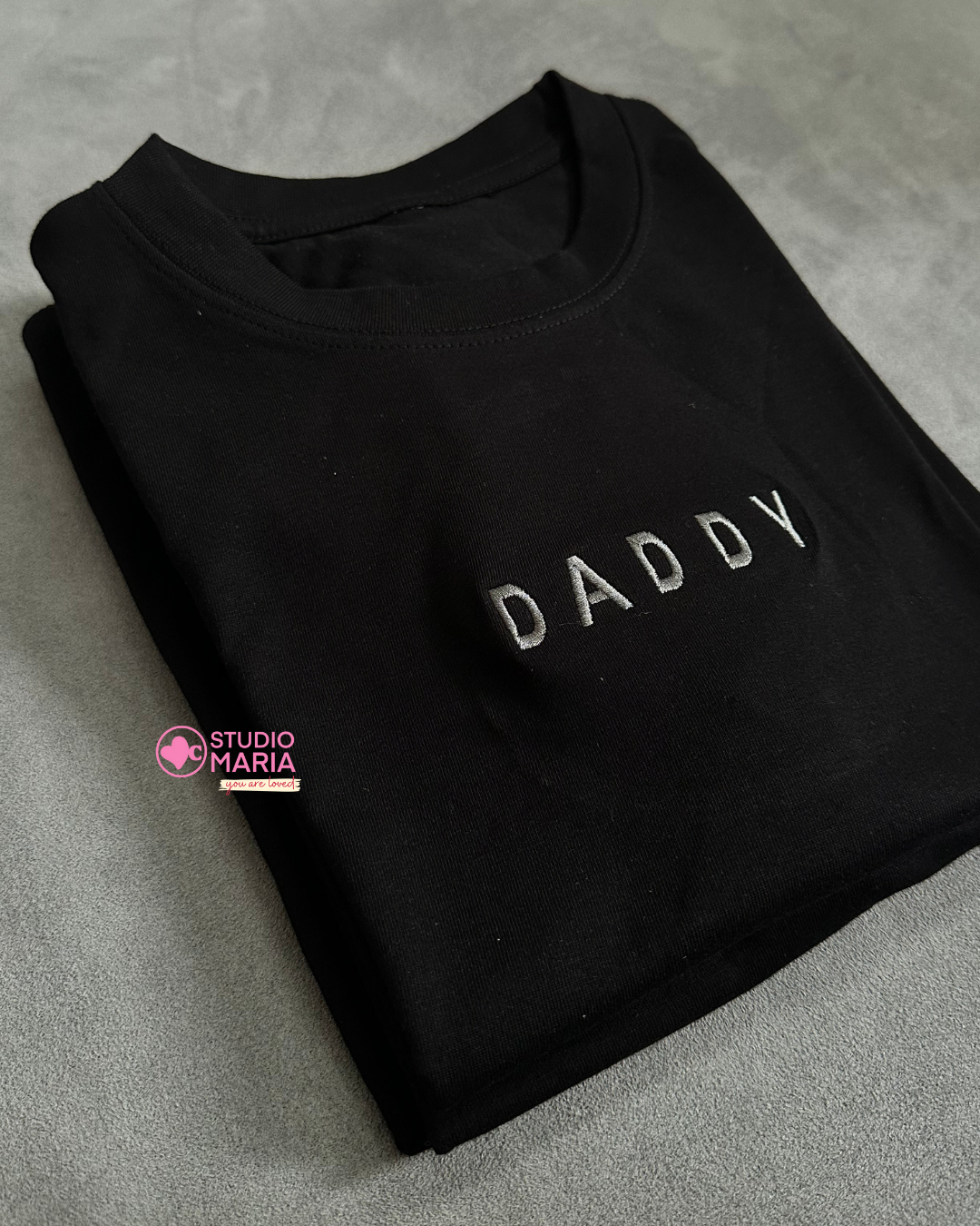 Daddy Tatay Papa Black Minimalist Embroidered Dad Statement Shirt