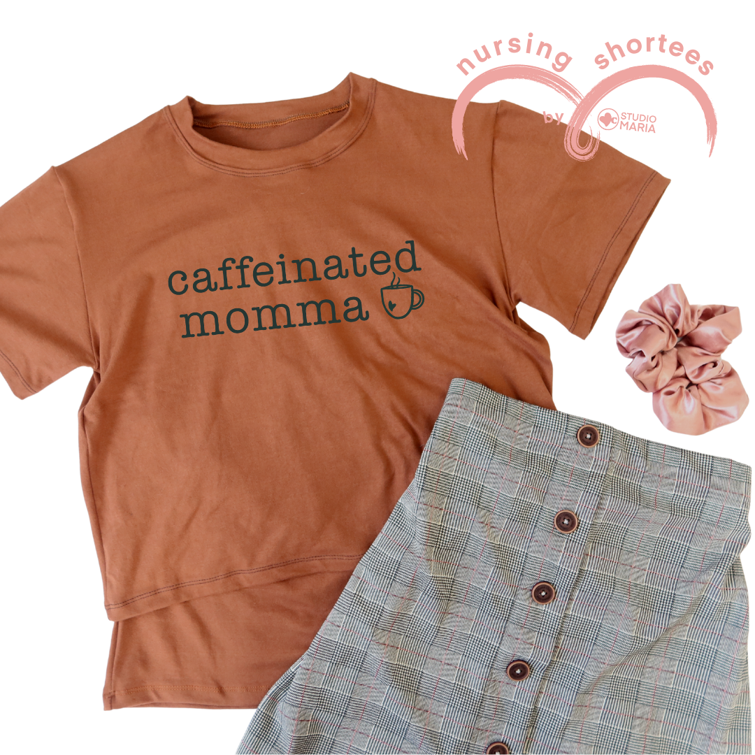 Nursing Breastfeeding-Friendly Shortee in Brown