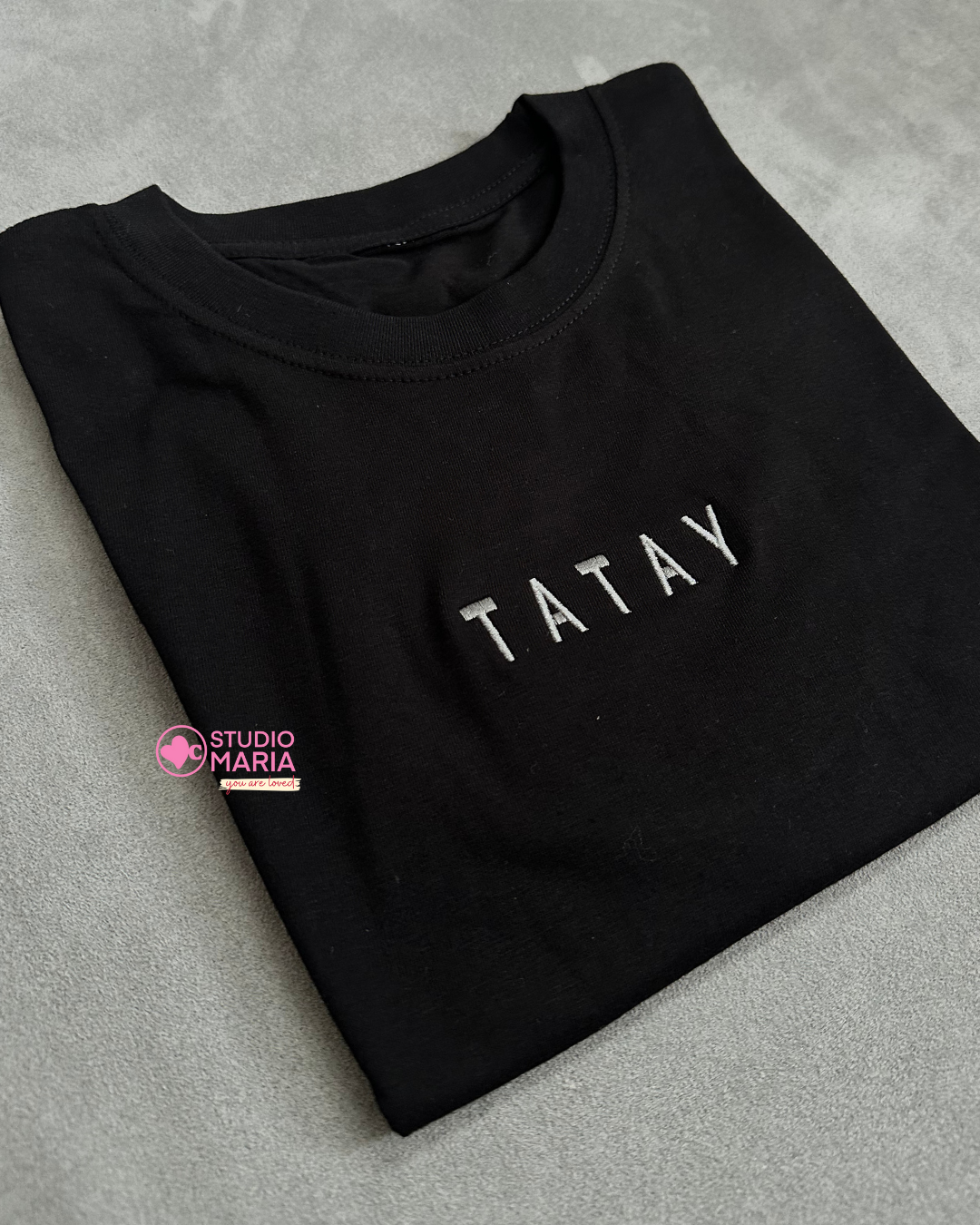 Daddy Tatay Papa Black Minimalist Embroidered Dad Statement Shirt