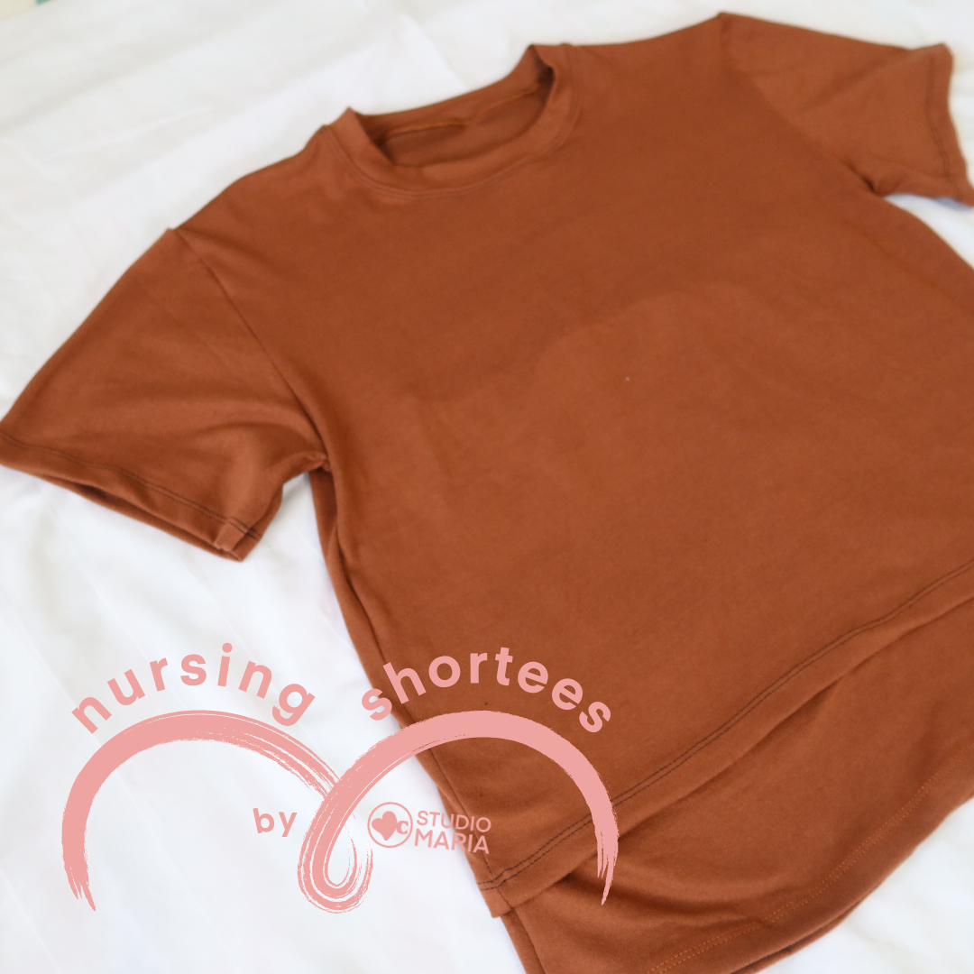 Nursing Breastfeeding-Friendly Shortee in Brown