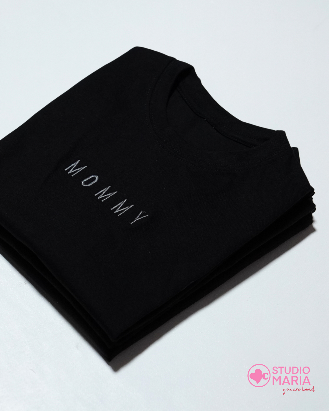 Mommy Heart Embroidered Mom Statement Shirt
