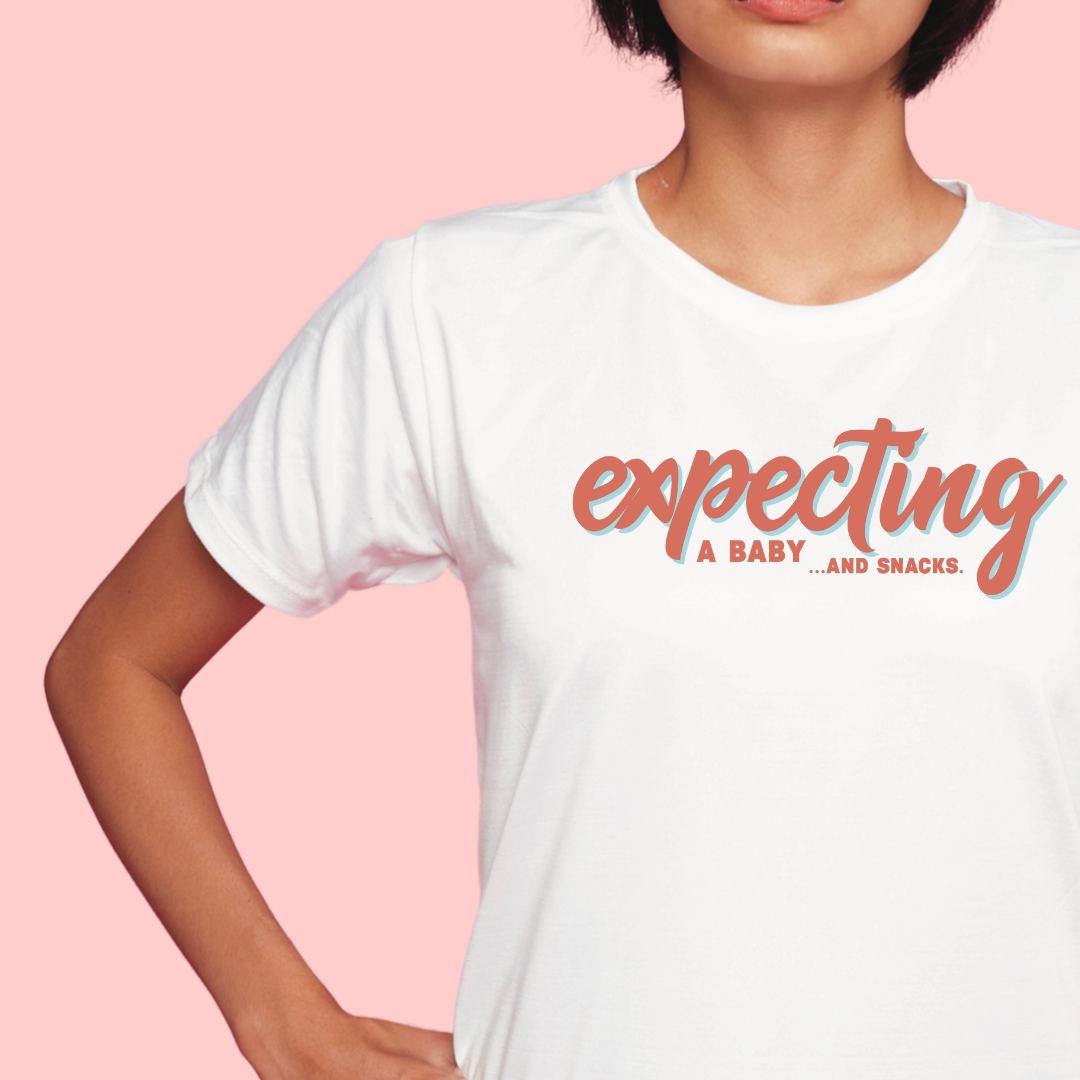 Expecting a Baby and Snacks Mom Statement Shirt