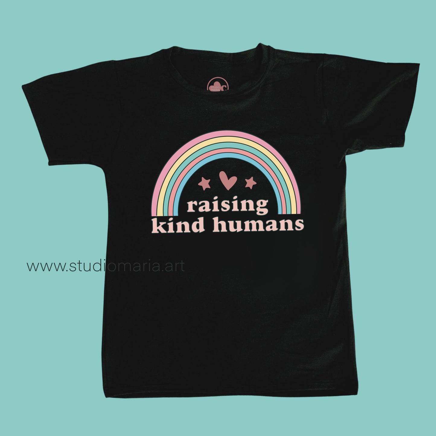 Pastel Rainbow Raising Kind Humans Mom Statement Shirt