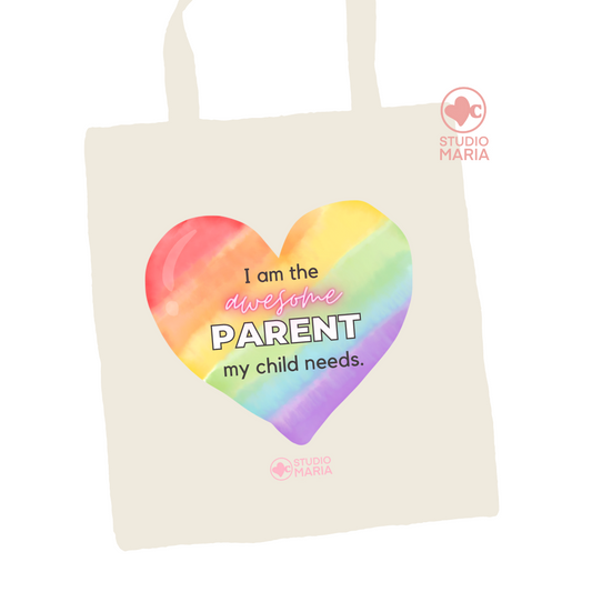 Rainbow Heart Parent Affirmation Summer Tote Bag for Moms