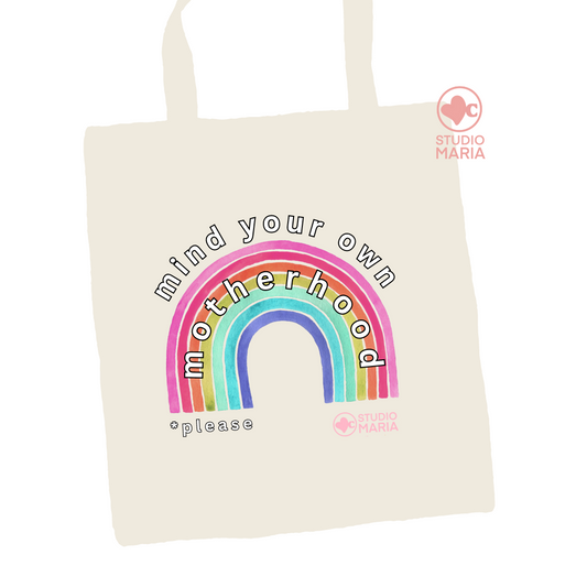 Mind Your Own Motherhood Please Rainbow Summer Tote Bag for Moms