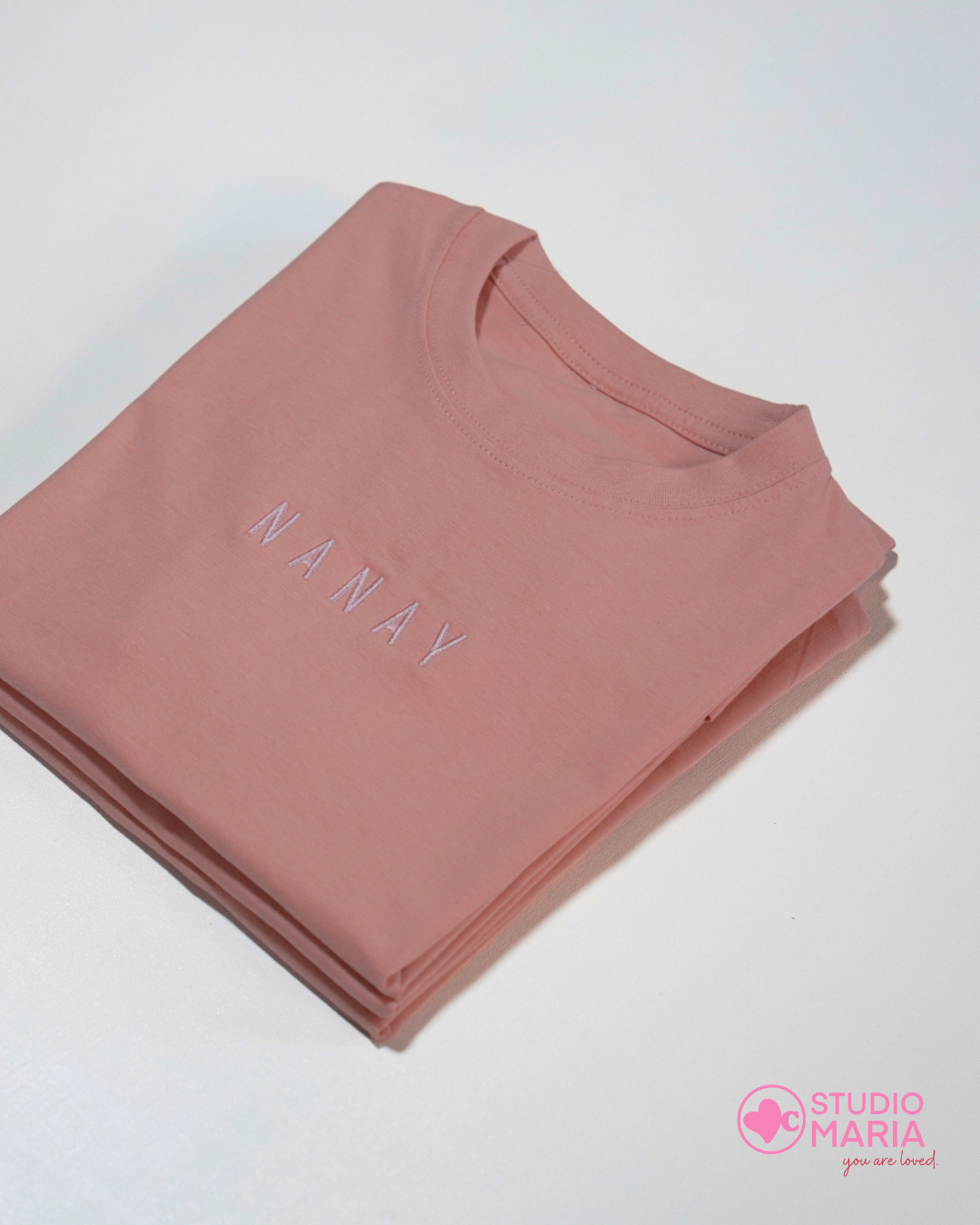 Nanay Heart Embroidered Mom Statement Shirt