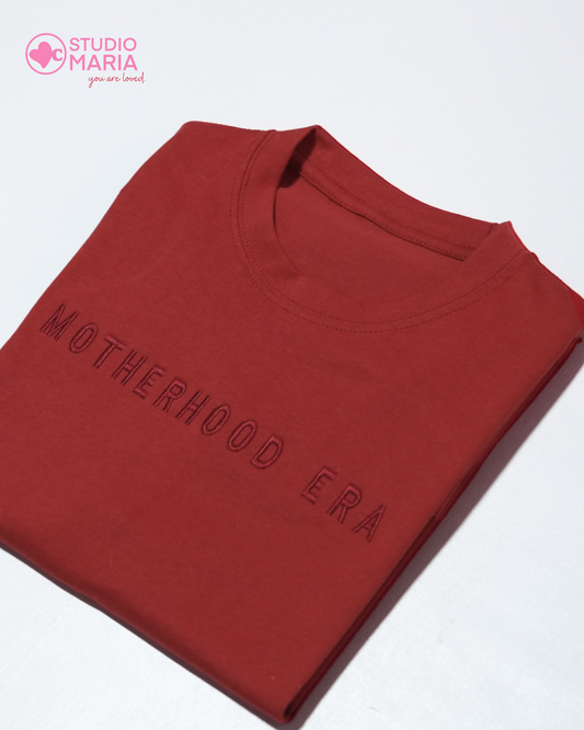 Motherhood Era Embroidered Mom Statement Shirt