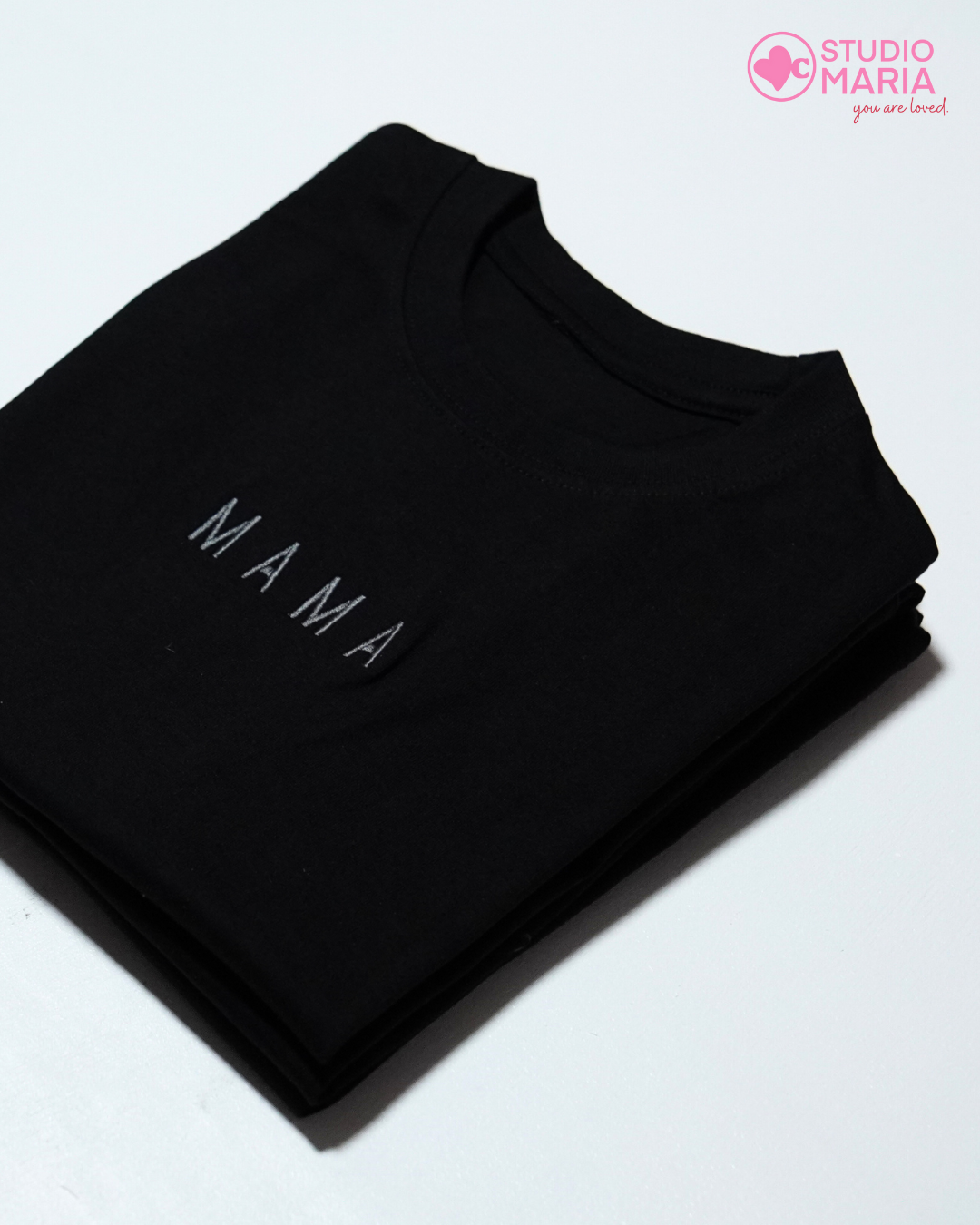Mama Heart Embroidered Mom Statement Shirt