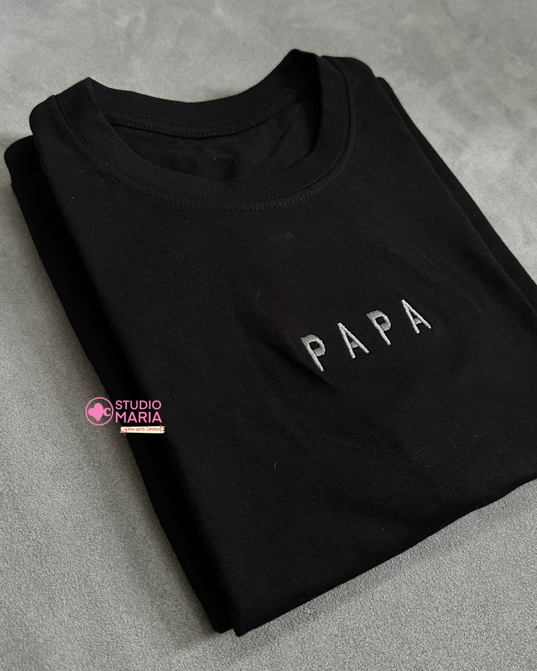 Daddy Tatay Papa Black Minimalist Embroidered Dad Statement Shirt