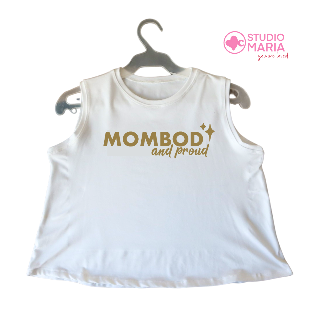 Mombod and Proud Mom Statement Muscle Tee Summer Crop Shortee