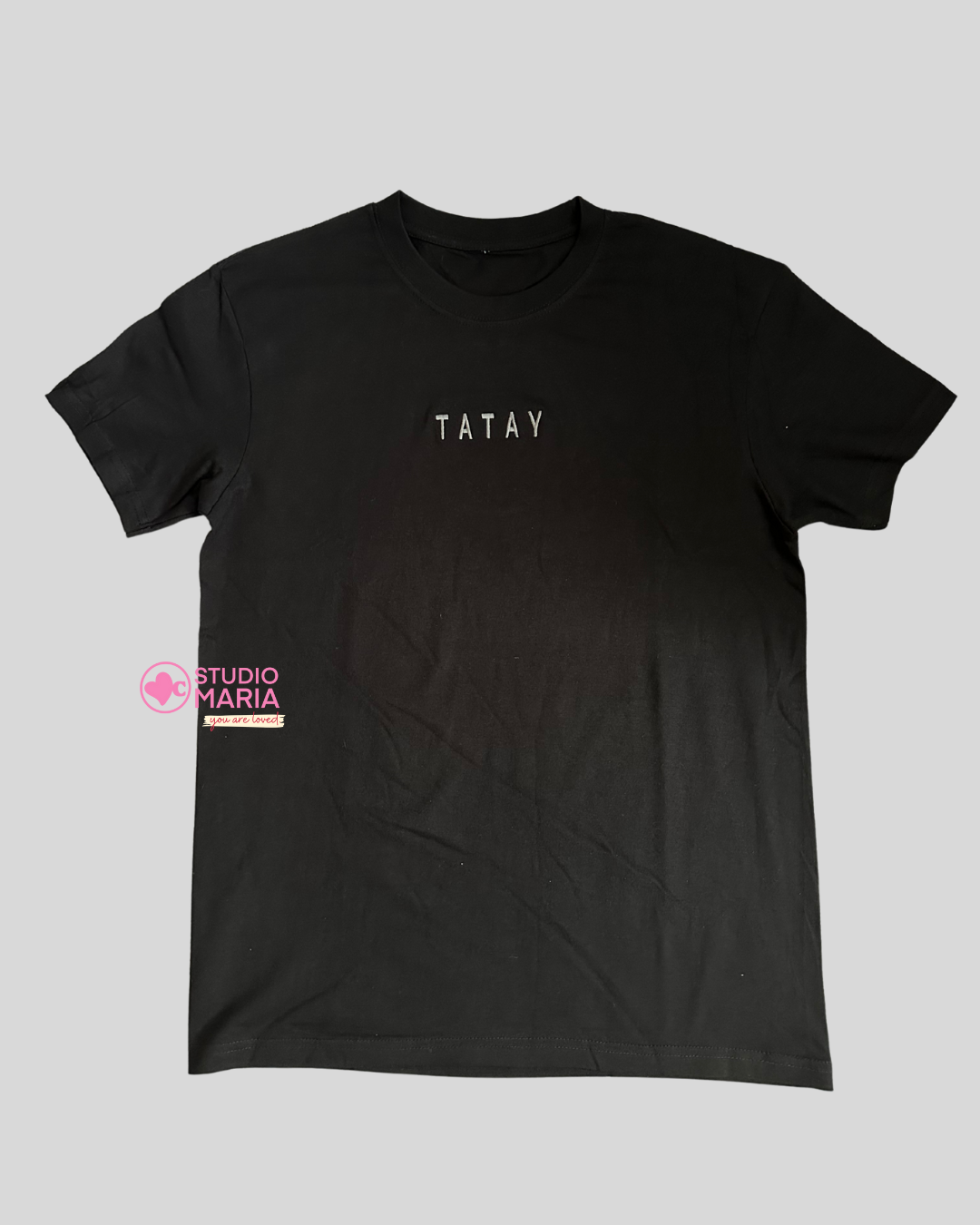 Daddy Tatay Papa Black Minimalist Embroidered Dad Statement Shirt