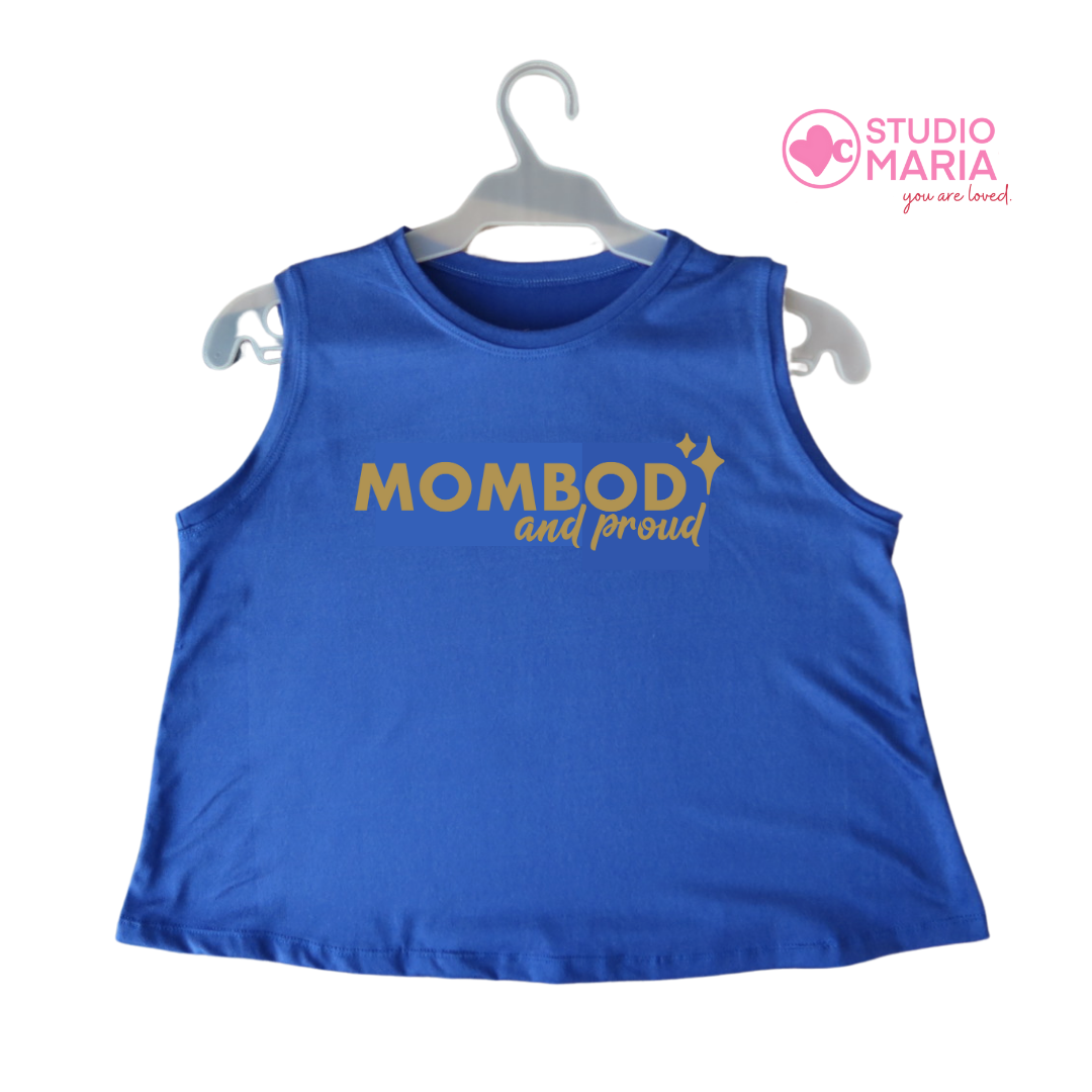 Mombod and Proud Mom Statement Muscle Tee Summer Crop Shortee