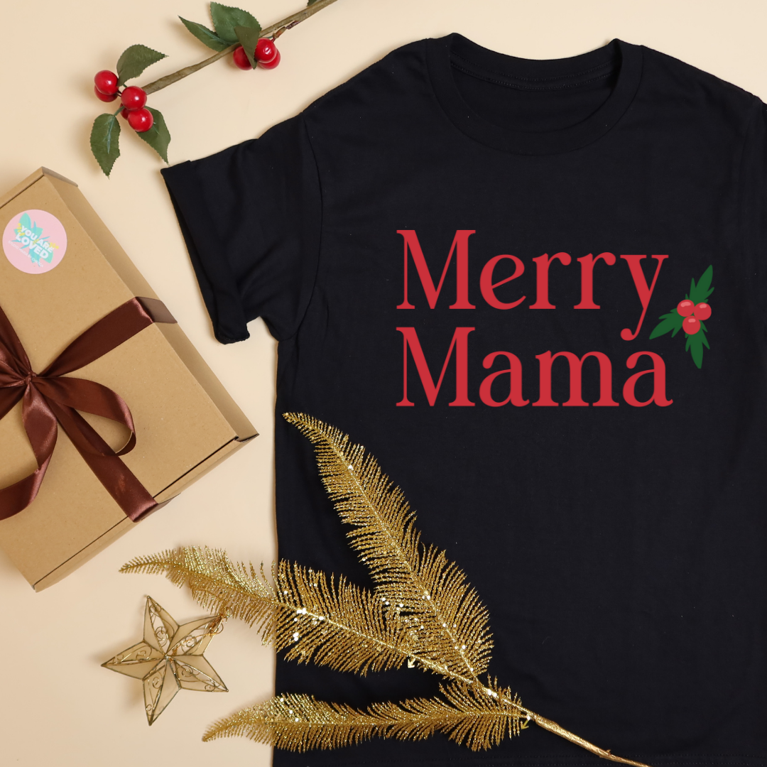 Merry Mama Christmas Mom Statement Shirt