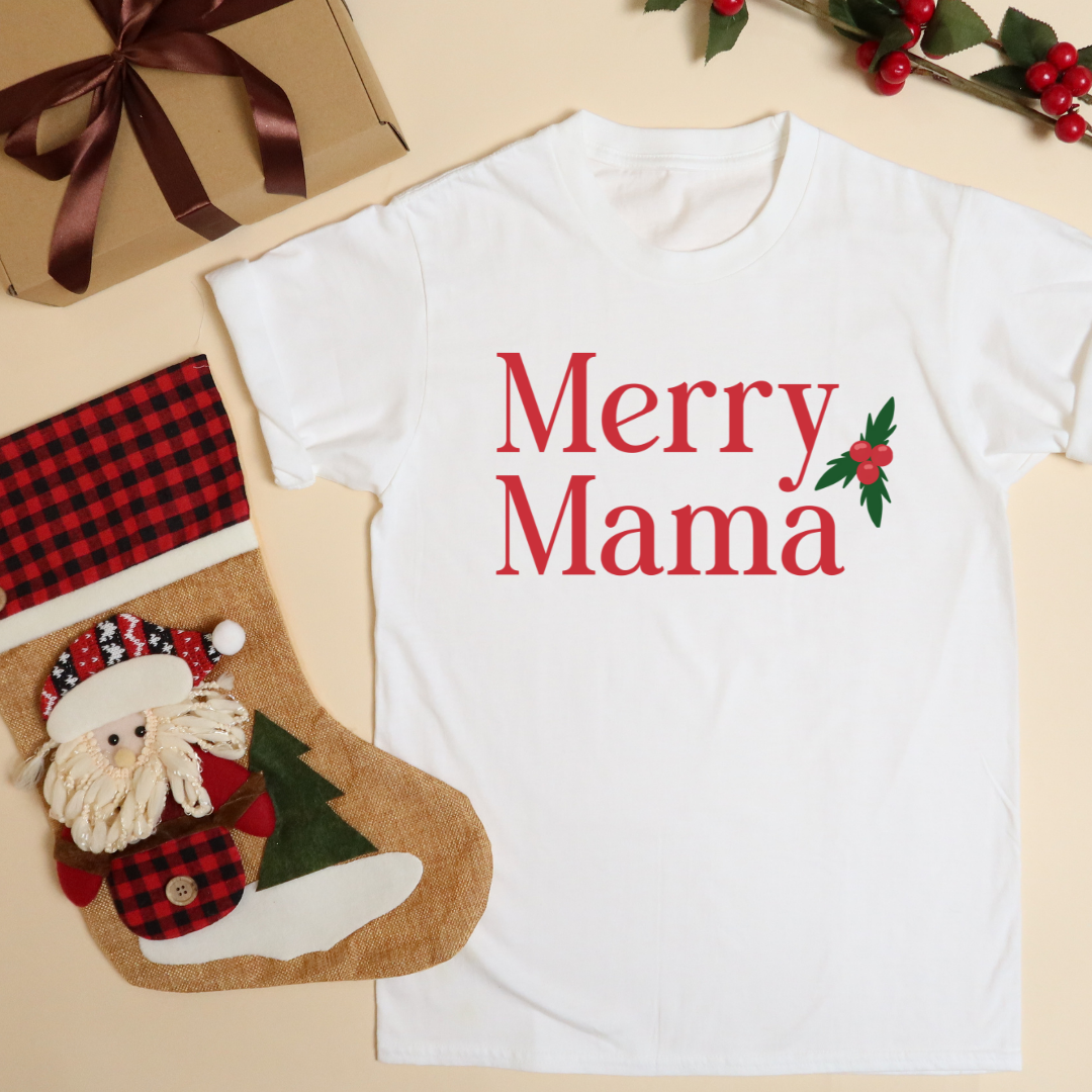 Merry Mama Christmas Mom Statement Shirt