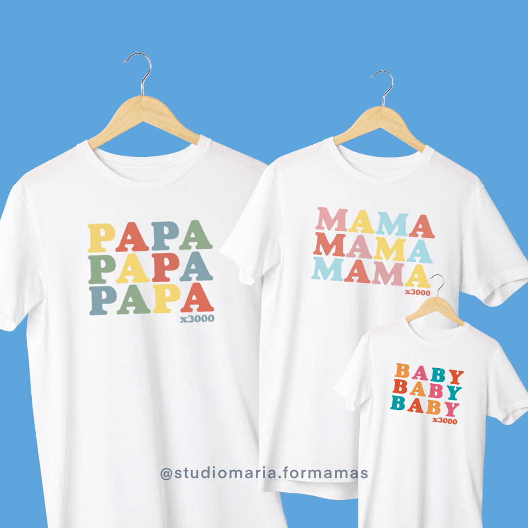 Daddy Mommy Baby x3000 Mom Family Shirts