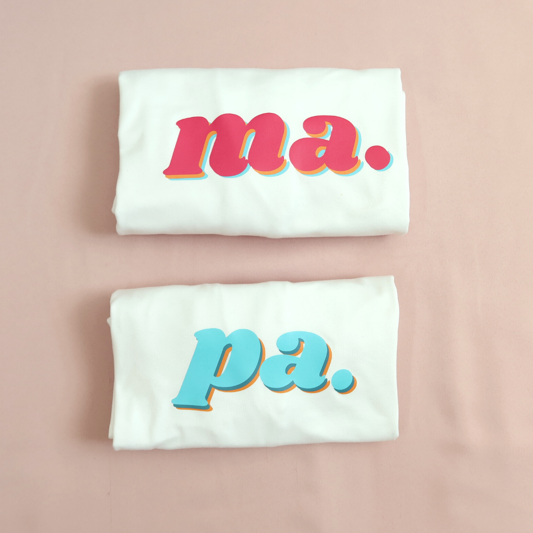 Family Shirts Parents Tees - Ma Pa Mom Dad Nay Tay Lolo Lola