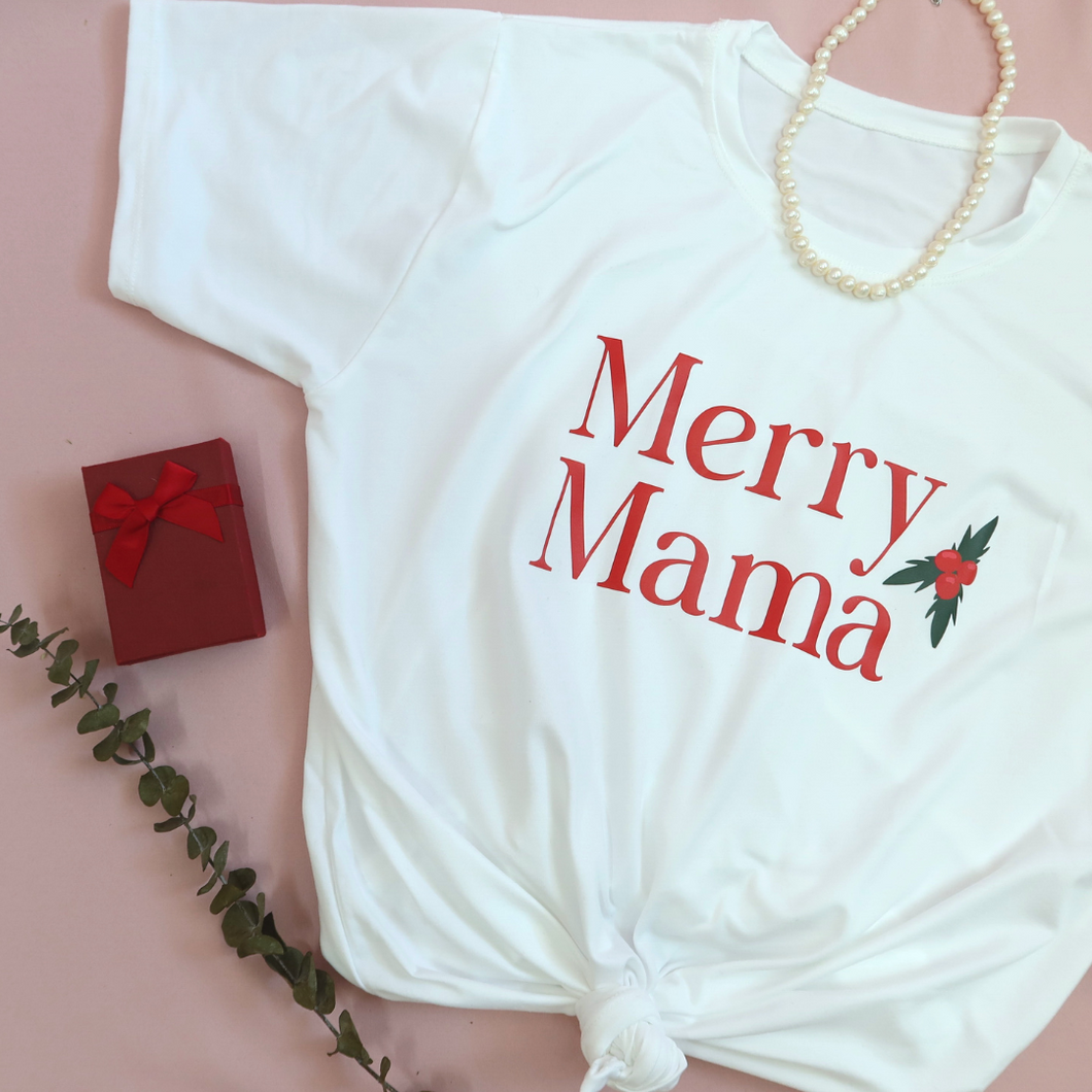 Merry Mama Christmas Mom Statement Shirt