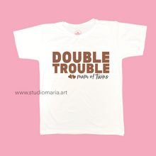 Load image into Gallery viewer, Double Trouble Mom of Twins Mama Statement Shirt
