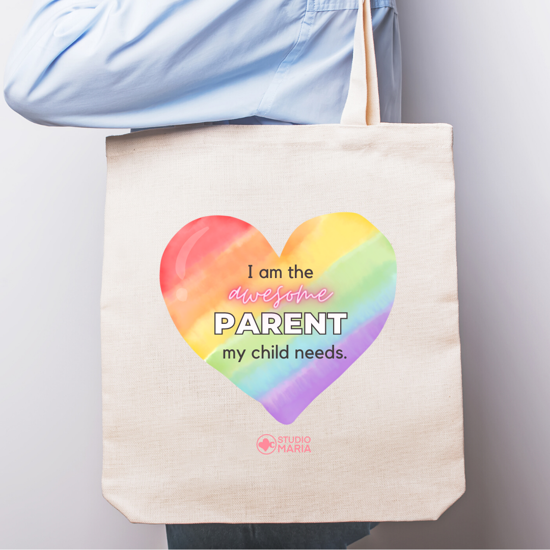 Rainbow Heart Parent Affirmation Summer Tote Bag for Moms