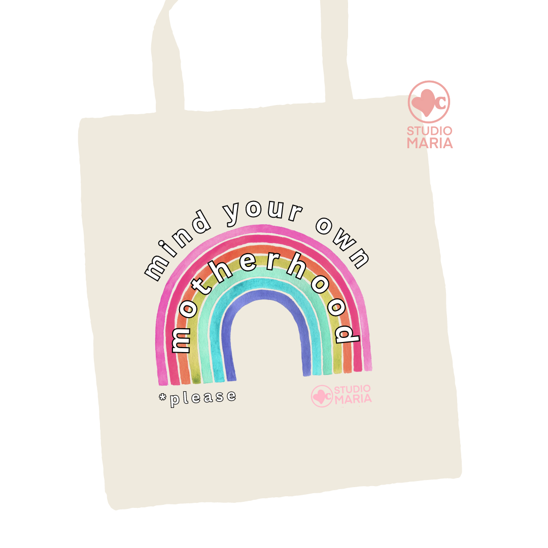 Mind Your Own Motherhood Please Rainbow Summer Tote Bag for Moms