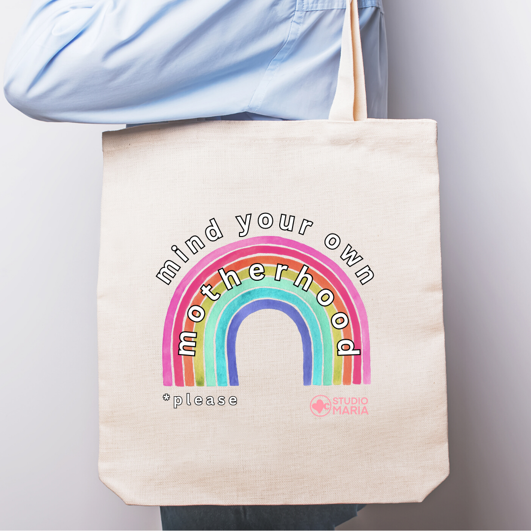 Mind Your Own Motherhood Please Rainbow Summer Tote Bag for Moms