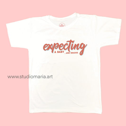 Expecting a Baby and Snacks Mom Statement Shirt